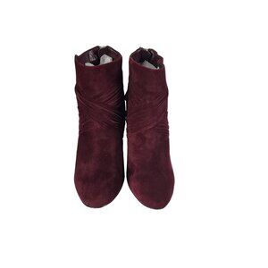 White House Black Market Womens Burgundy Ankle Boots Size 7.5 Suede